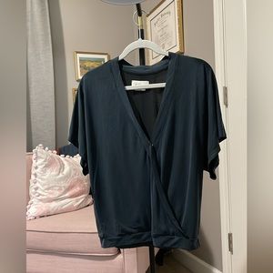 Anthropologie Charcoal Surplice Wrap Top Small